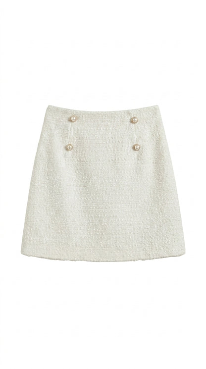 Damska teksturowana spódnica mini z wysokim stanem i ozdobnymi guzikami-Skirt for women-Olave