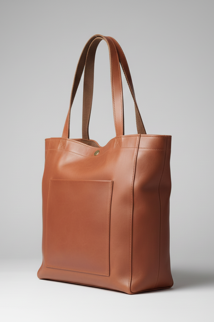 Damska torba typu tote z podwójnymi uchwytami i naszywaną kieszenią z przodu-Accessories for Women-Olave