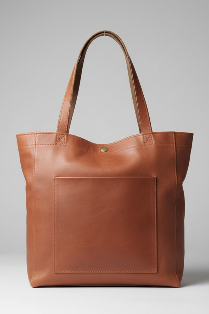 Damska torba typu tote z podwójnymi uchwytami i naszywaną kieszenią z przodu-Accessories for Women-Olave