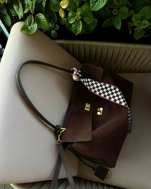 Damska Torebka na Ramię z Klapką i Zapięciem Obrotowym-Accessories for Women-Olave