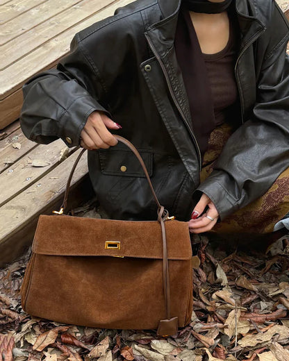 Damska Torebka na Ramię z Klapką i Zapięciem Obrotowym-Accessories for Women-Olave