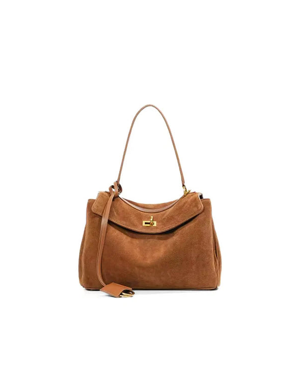 Damska Torebka na Ramię z Klapką i Zapięciem Obrotowym-Accessories for Women-Olave