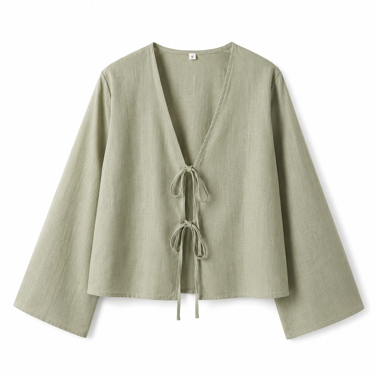 Damski crop top z długim rękawem i wiązaniem z przodu-Tops for women-Olave