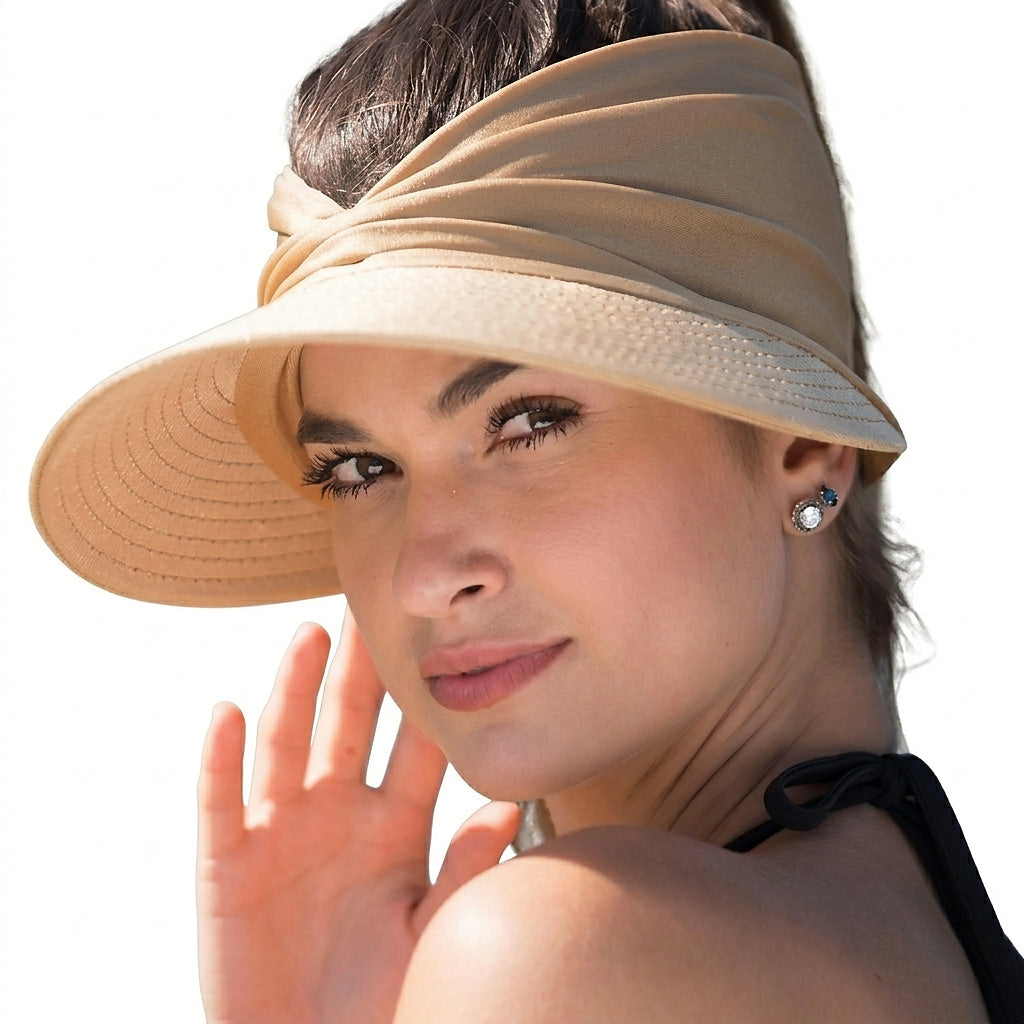 Damski daszek z szerokim rondem i ozdobnym splotem-Accessories for Women-Olave