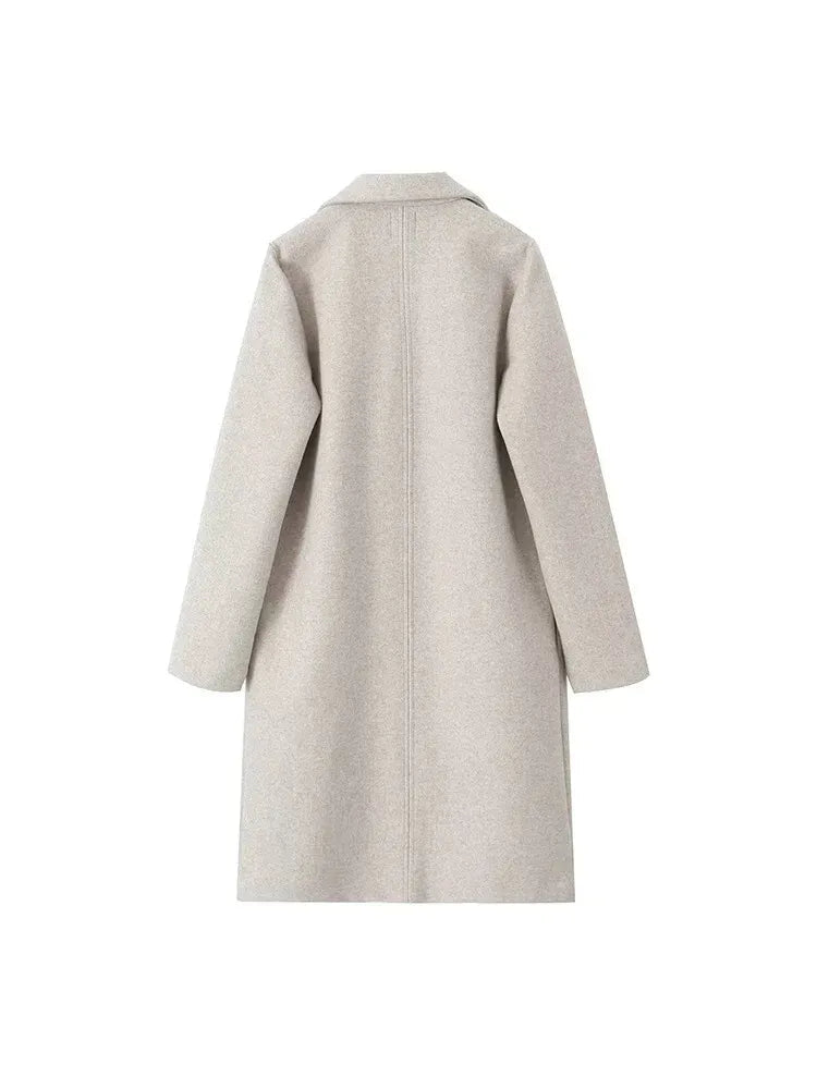 Damski długi płaszcz z domieszką wełny-Coats for women-Olave