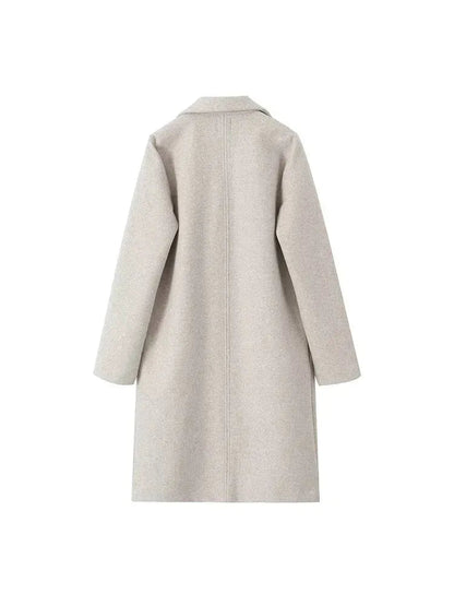 Damski długi płaszcz z domieszką wełny-Coats for women-Olave