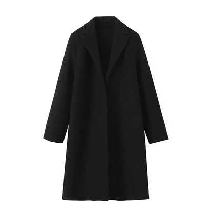 Damski długi płaszcz z domieszką wełny-Coats for women-Olave