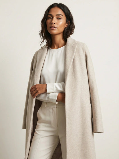 Damski długi płaszcz z domieszką wełny-Coats for women-Olave