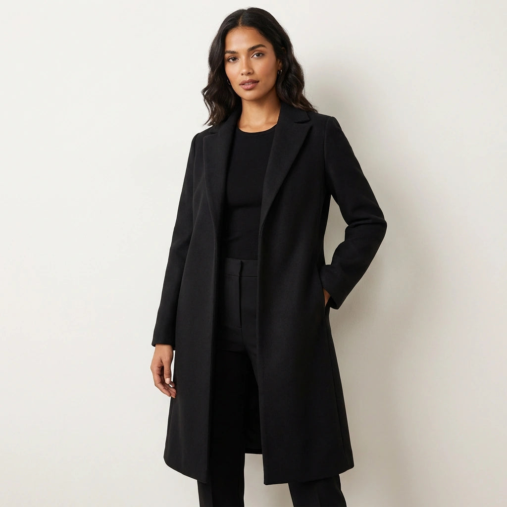Damski długi płaszcz z domieszką wełny-Coats for women-Olave