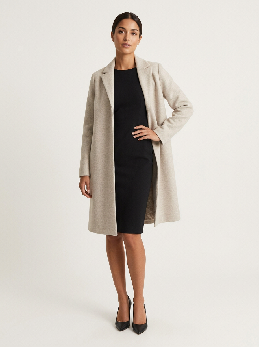Damski długi płaszcz z domieszką wełny-Coats for women-Olave