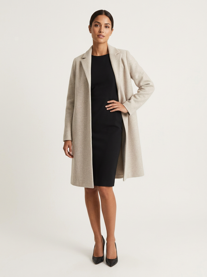 Damski długi płaszcz z domieszką wełny-Coats for women-Olave