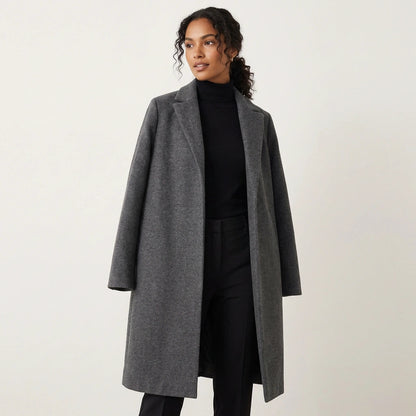 Damski długi płaszcz z domieszką wełny-Coats for women-Olave