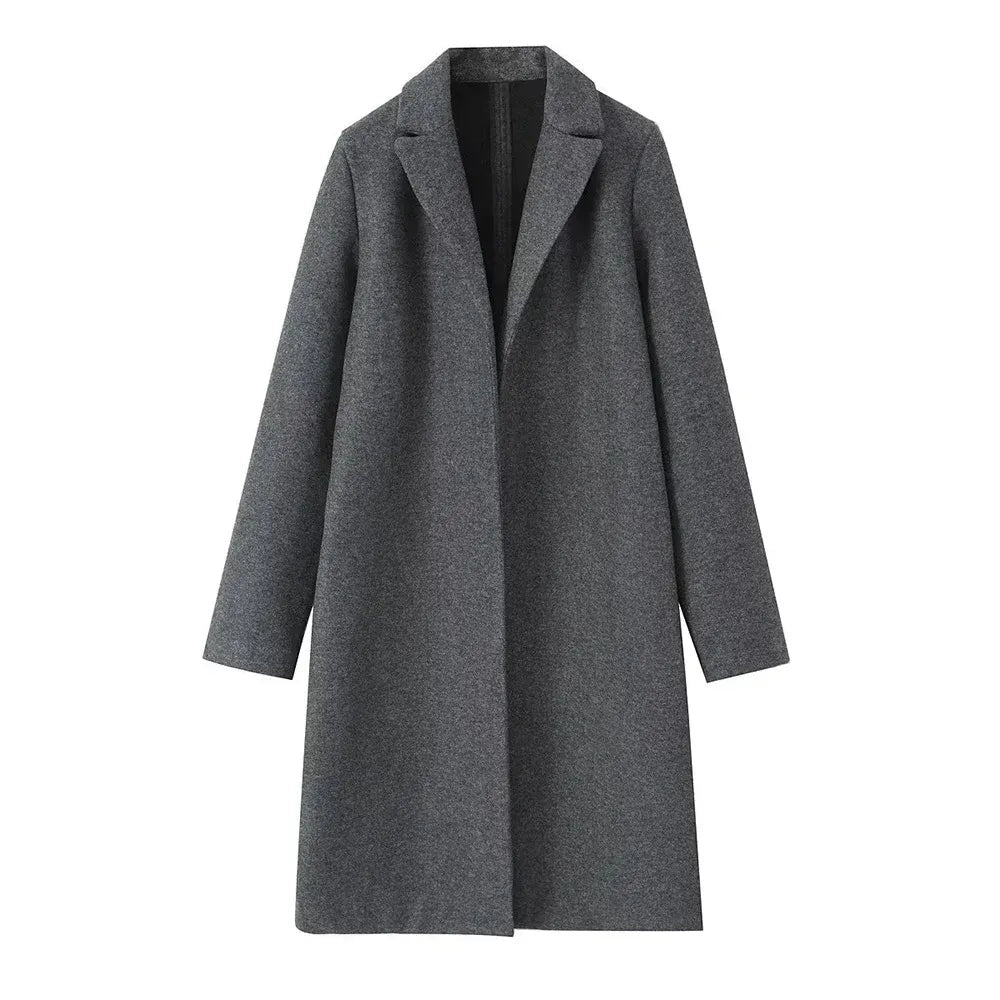 Damski długi płaszcz z domieszką wełny-Coats for women-Olave