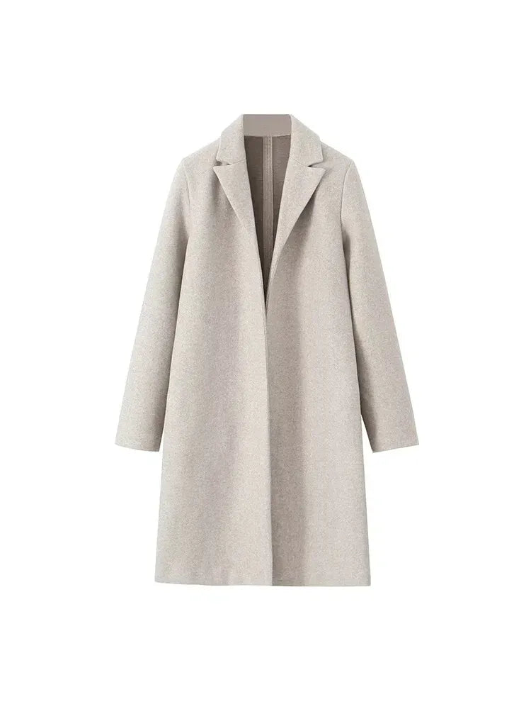 Damski długi płaszcz z domieszką wełny-Coats for women-Olave