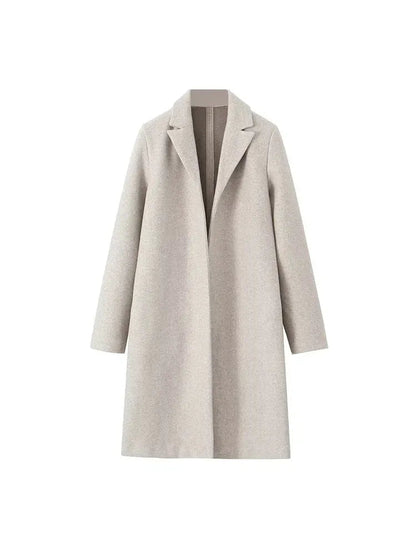 Damski długi płaszcz z domieszką wełny-Coats for women-Olave