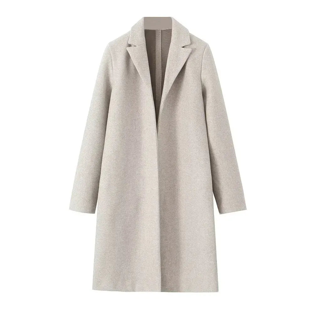 Damski długi płaszcz z domieszką wełny-Coats for women-Olave