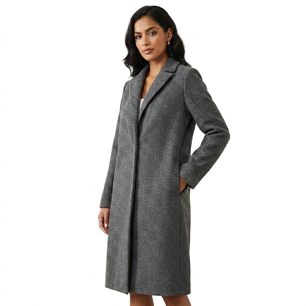Damski długi płaszcz z domieszką wełny-Coats for women-Olave