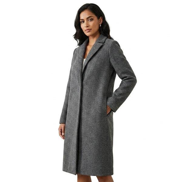 Damski długi płaszcz z domieszką wełny-Coats for women-Olave