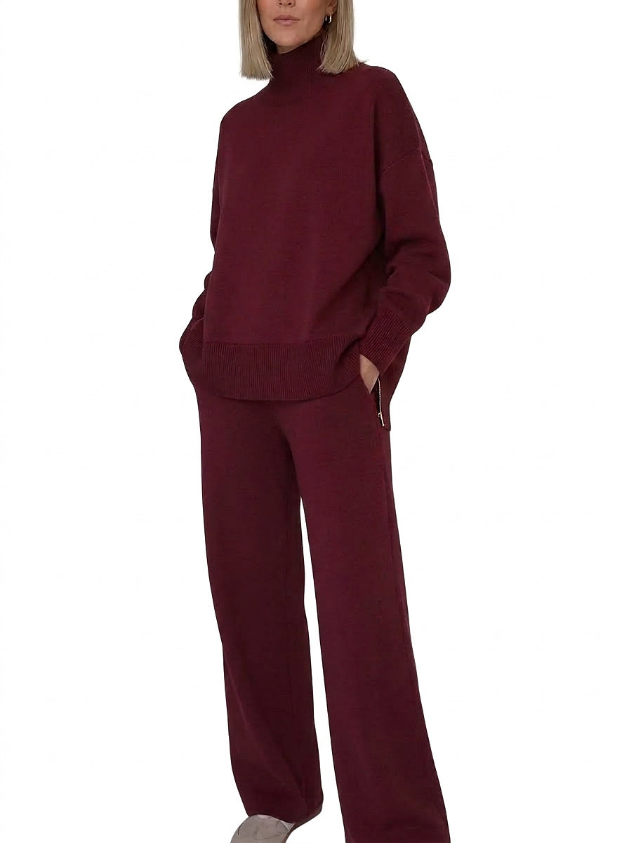 Damski dwuczęściowy komplet dzianinowy z golfem-Sets for women-Olave