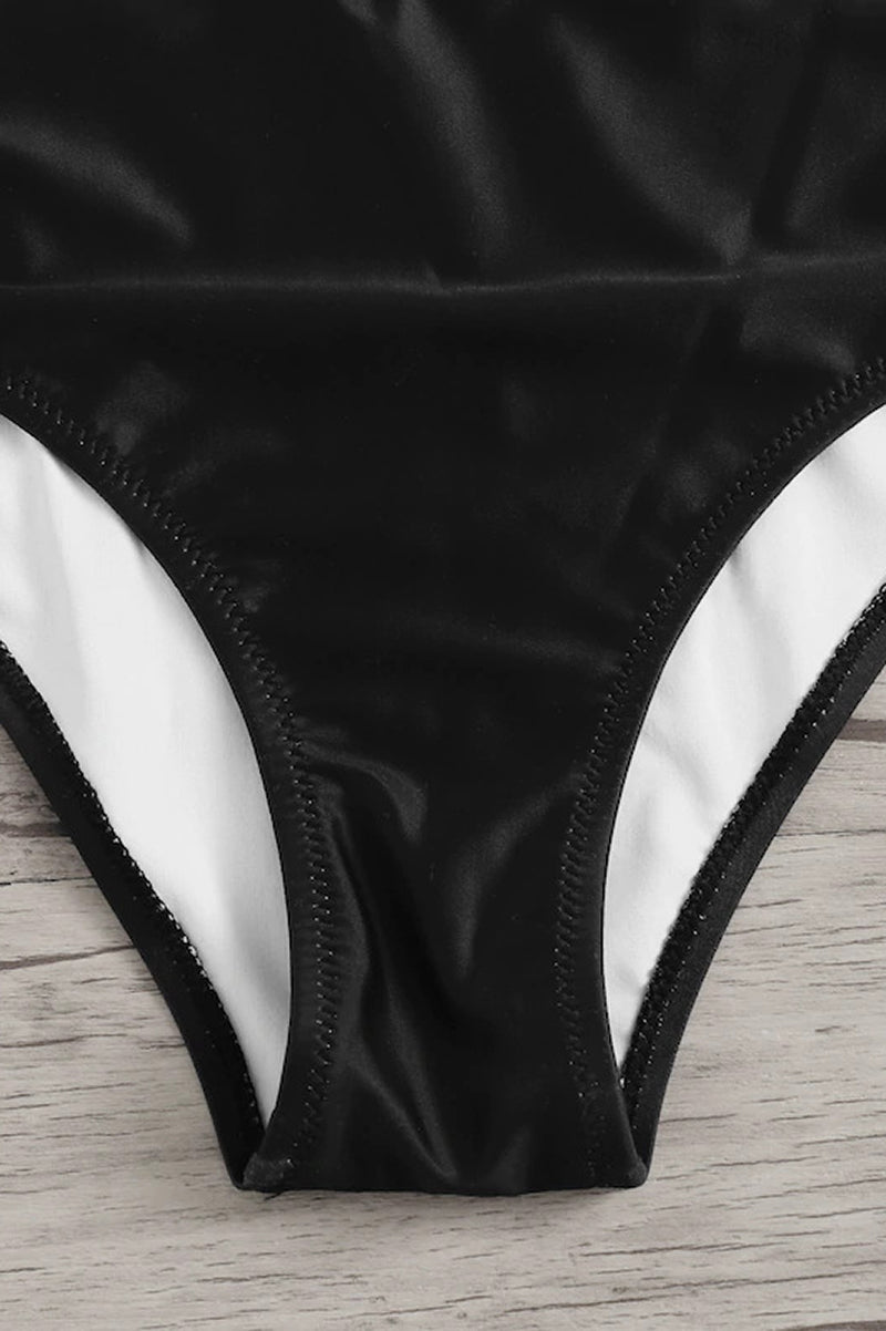 Damski jednoczęściowy strój kąpielowy wiązany na szyi z wycięciem typu łezka-Swimwear for women-Olave