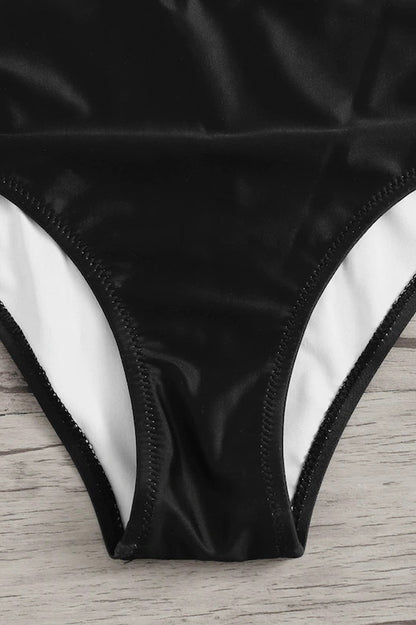 Damski jednoczęściowy strój kąpielowy wiązany na szyi z wycięciem typu łezka-Swimwear for women-Olave