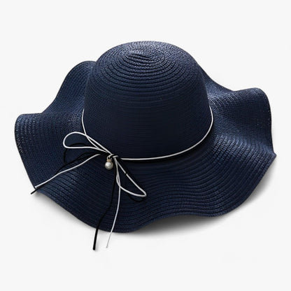 Damski kapelusz przeciwsłoneczny z szerokim rondem i kokardą-Accessories for Women-Olave
