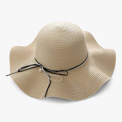 Damski kapelusz przeciwsłoneczny z szerokim rondem i kokardą-Accessories for Women-Olave