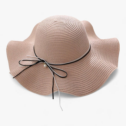 Damski kapelusz przeciwsłoneczny z szerokim rondem i kokardą-Accessories for Women-Olave