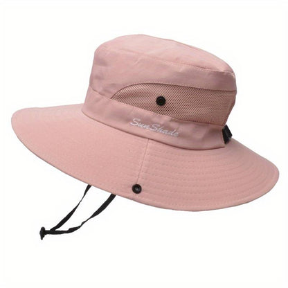 Damski kapelusz przeciwsłoneczny z szerokim rondem i otworem na kucyk-Accessories for Women-Olave