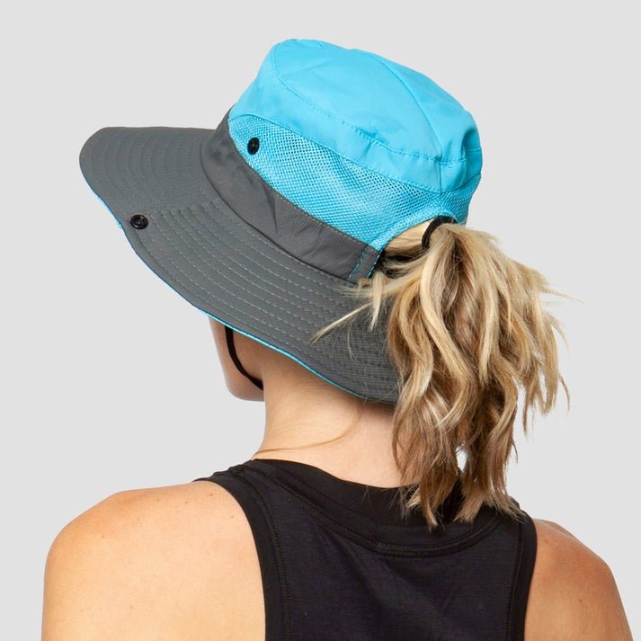 Damski kapelusz przeciwsłoneczny z szerokim rondem i otworem na kucyk-Accessories for Women-Olave