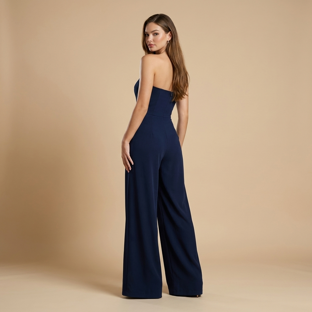 Damski kombinezon bez ramiączek z szerokimi nogawkami i plisami-Jumpsuits for women-Olave