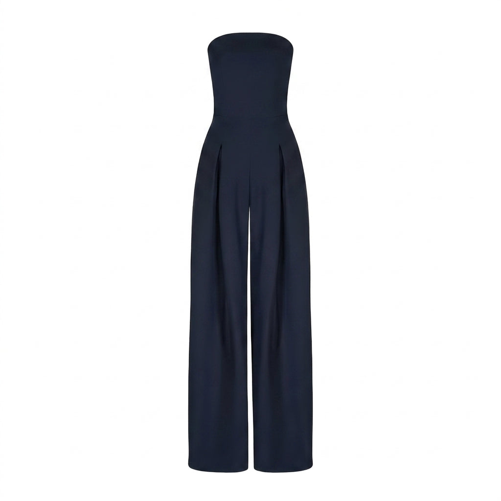Damski kombinezon bez ramiączek z szerokimi nogawkami i plisami-Jumpsuits for women-Olave
