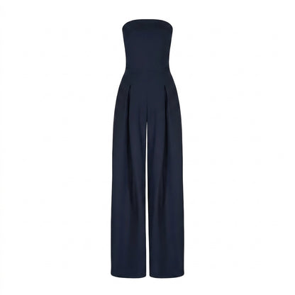 Damski kombinezon bez ramiączek z szerokimi nogawkami i plisami-Jumpsuits for women-Olave