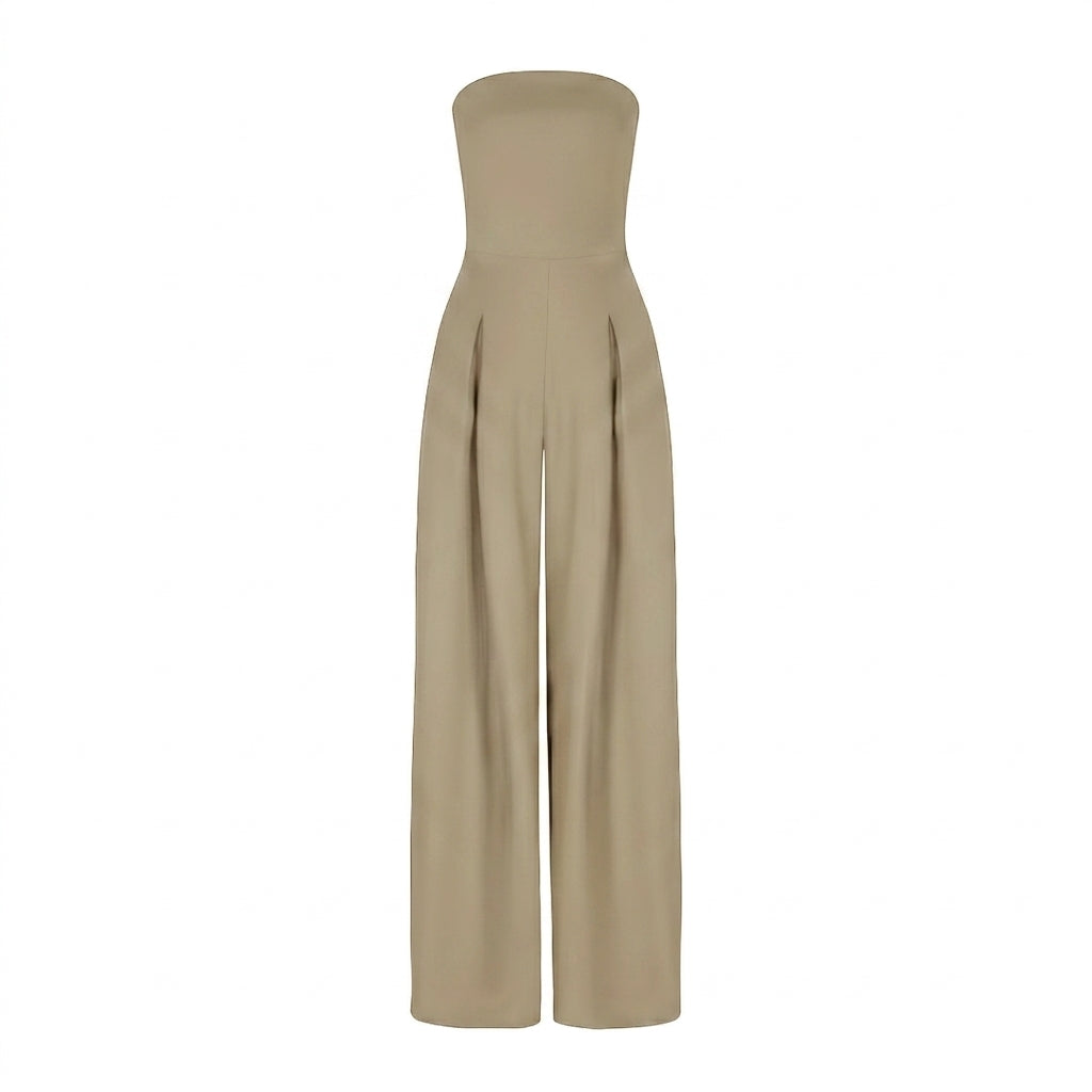 Damski kombinezon bez ramiączek z szerokimi nogawkami i plisami-Jumpsuits for women-Olave