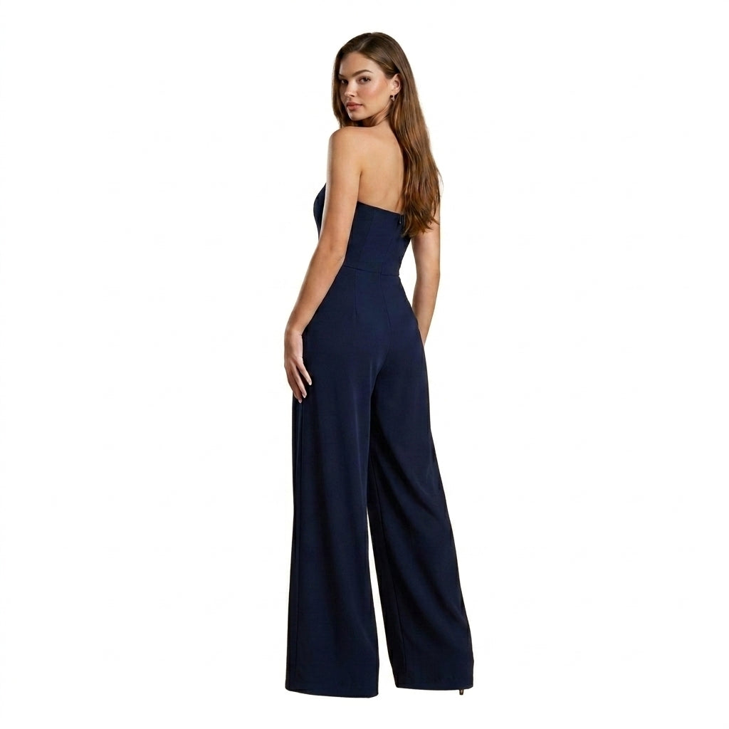 Damski kombinezon bez ramiączek z szerokimi nogawkami i zakładkami-Jumpsuits for women-Olave