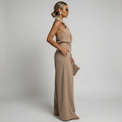 Damski kombinezon bez rękawów z dekoltem typu halter i szerokimi nogawkami-Jumpsuits for women-Olave