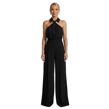 Damski kombinezon bez rękawów z dekoltem typu halter i szerokimi nogawkami-Jumpsuits for women-Olave