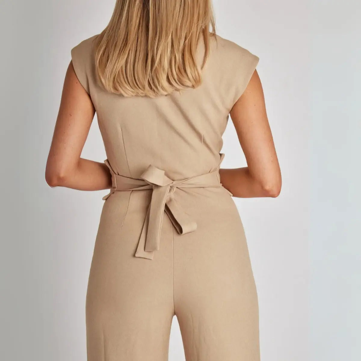 Damski Kombinezon Bez Rękawów z Szerokimi Nogawkami-Jumpsuits for women-Olave