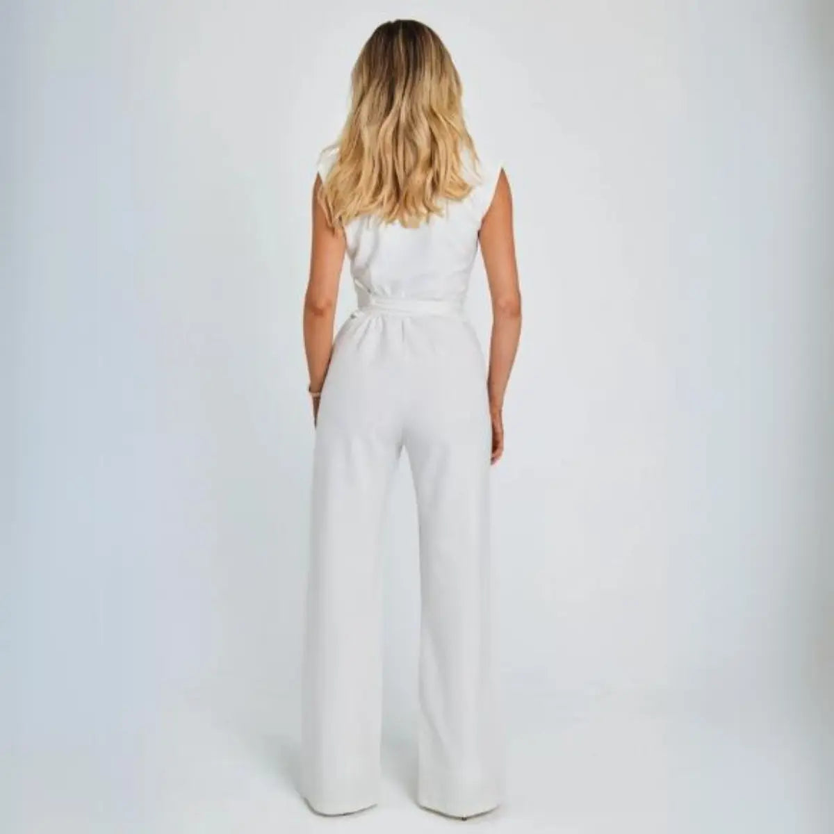 Damski Kombinezon Bez Rękawów z Szerokimi Nogawkami-Jumpsuits for women-Olave