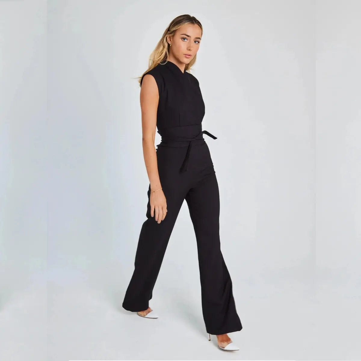 Damski Kombinezon Bez Rękawów z Szerokimi Nogawkami-Jumpsuits for women-Olave