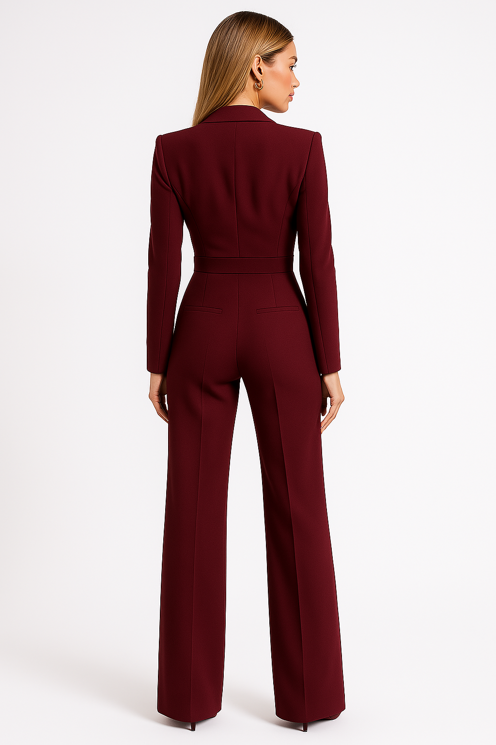 Damski kombinezon z długimi rękawami, dekoltem w serek i szerokimi nogawkami-Jumpsuits for women-Olave