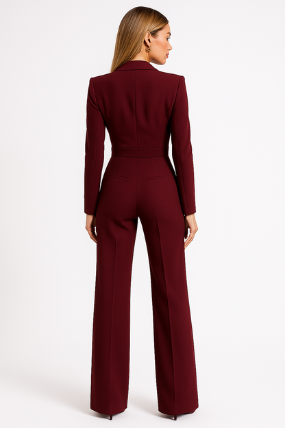 Damski kombinezon z długimi rękawami, dekoltem w serek i szerokimi nogawkami-Jumpsuits for women-Olave
