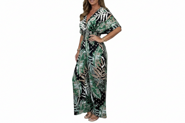 Damski kombinezon z nadrukiem i szerokimi nogawkami-Jumpsuits for women-Olave
