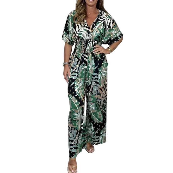 Damski kombinezon z nadrukiem i szerokimi nogawkami-Jumpsuits for women-Olave