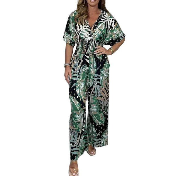 Damski kombinezon z nadrukiem i szerokimi nogawkami-Jumpsuits for women-Olave