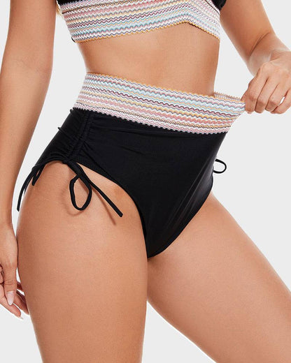 Damski komplet bikini z wiązaniem na szyi i wysokim stanem-Swimwear for women-Olave