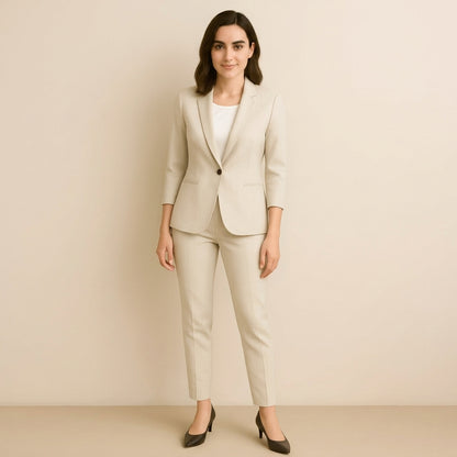 Damski komplet garniturowy z marynarką z rękawami 3/4 i spodniami-Sets for women-Olave