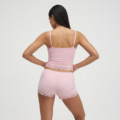 Damski komplet z topem na ramiączkach i szortami z koronką-Sets for women-Olave