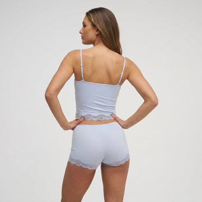 Damski komplet z topem na ramiączkach i szortami z koronką-Sets for women-Olave