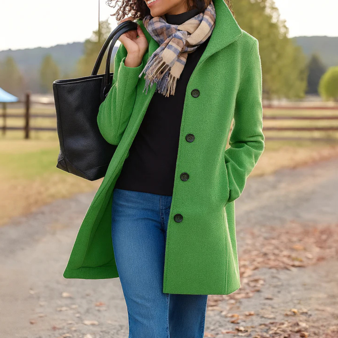 Damski płaszcz Heritage z zapięciem na guziki-Coats for Women-Olave
